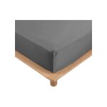 Draps housse - promo linge - lia - percale de coton 78fils - 200x180cm - anthracite