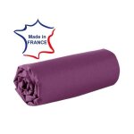 Drap housse - 140 x 200 cm - 100% coton - 57 fils - france - prune