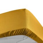 Drap housse - percale de coton - curry - 140 x 190 cm - bonnet 30 cm - lavage  30