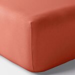 Drap housse percale julian avec bonnet 35 cm toutes dimensions coton pur - julian terracotta - 90 x 190 ...