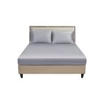 Drap - housse en satin 140x200 cm gris lisse bonnet 30 cm microfibre soyeuse sans repassage certifi� ...