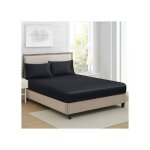 Drap housse satin 180x200 cm noir soyeux pour matelas �pais 25 - 30 cm - grand bonnet �lastique confort ...