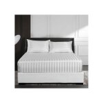 Drap - housse en satin 200x200 cm beige blanc effet soie pour matelas epais bonnet 30 cm - finition brillante ...