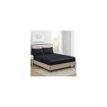 Drap housse satin noir 140x200 cm bonnet 30cm - finition soyeuse et �lastique pour matelas �pais box ...