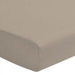 Drap housse uni 100% coton - bonnet 25cm - beige - 180x200 cm
