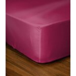 Drap housse uni 100% coton - bonnet 25cm - fushia - 160x200 cm