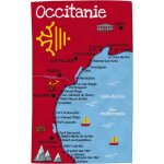 Drap de plage enfant injuva occitanie - rouge / bleu - 90x160 cm