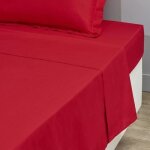 Drap plat 1 place - 100% coton - 180 x 290 cm - uni - rouge - tissage serr