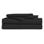 Drap plat - noir - 240x300cm - 100% coton - 57 fils / cm - lavable en machine