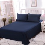 Drap plat - insfity - 160 x 230 cm - 100% coton - bleu marine - anti - plis Drap plat - insfity - 160 x 230 cm - 100% coton - bleu marine - anti - plis