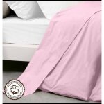 Drap plat - rose pale - 180x290 cm - 100% coton - lavable en machine - 1 personne