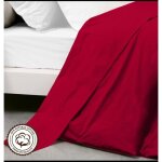 Drap plat - rouge - 240x300 cm - 100% coton - lavable en machine - 2 personnes