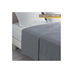 Drap plat 1 personne 180x290 cm - 100% coton - gris