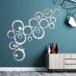 Dre - 24 pi�ces muraux miroir cercle acrylique stickers muraux miroirs rond d�coratifs miroirs adh�sifs ...