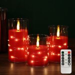 Dre - lot de 3 10cm 12. 5cm 15cm . bougie led rouge bougie � batterie avec fonction de minuterie de t�l�comman ...