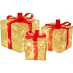 Dre - lot de 3 bo�tes cadeaux lumineuses de no�l - bo�tes lumineuses transparentes avec n?uds rouges ...