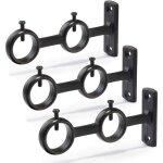 Dre - 3 supports � double crochet pour tringle � rideaux id�al pour salon et chambre design noir moderne ...