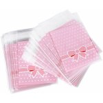 Dre - 8x10cm + 28cm 200pcs sac sachet pochettes de bonbons rose motif noeud papillon avec auto - adh�sive ...