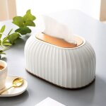 Dre - bo�te � mouchoirs en plastique avec couvercle bo�te � mouchoirs ray�e distributeur de mouchoirs ...