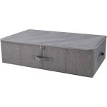 Dre - coffre de rangement sous le lit gris fonc� avec couvercle plat � fermeture �clair bo�te de rangement ...
