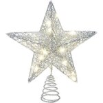 Dre - �toile led pour sapin de no�l ? cime lumineuse argent�e topper lumineux d�coration festive pour ...