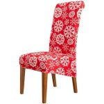 Dre - housse de chaise salle � manger mariage extensible imprim� de no�l rouge lot de 1 / 2 / 4 / 6 housses ...