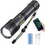 Dre - lampe torche led ultra puissante rechargeable 3000 lumens lampe de poche avec batterie de 3400 ...