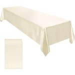 Dre - nappe en satin de coton et lin tissu doux nappe carr�e salon serviette carr�e(couleur cr�me)