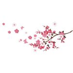 Dre - stickers muraux avec papillons rose rouge i sakura vigne floral branche arbre autocollant sticker ...