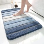 Dre - tapis salle de bain antiderapant 40 x 60 cm extra doux lavable en machine absorbant leau bleu
