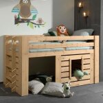 Lit denfant - dream tree - dara - 90 x 200 cm - bois massif - mi - hauteur avec protection