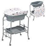 Dreamade 4 en 1 table à langer bébé avec baignoire 20l pliable 4 roulettes verrouillables et plateau ... Dreamade 4 en 1 table à langer bébé avec baignoire 20l pliable 4 roulettes verrouillables et plateau ...