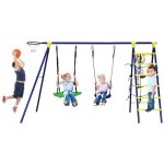 Dreamade 5 en 1 ensemble de balançoire enfant avec 2 balançoires panier de basket filet descalade et ... Dreamade 5 en 1 ensemble de balançoire enfant avec 2 balançoires panier de basket filet descalade et ...