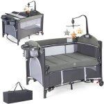 Dreamade 5 en 1 lit bb lit parapluie pliable berceau avec matelas table  langer bote  musique jouets ...
