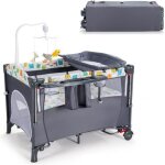 Dreamade 5 en 1 lit parapluie bb pliant avec table  langer matelas hauteur rglable jouet suspendu ...