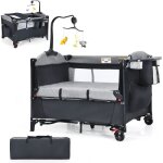 Dreamade 5 en 1 lit parapluie bb pliant avec table  langer matelas hauteur rglable jouet suspendu ...