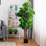 Dreamade arbre artificiel dcoratif 150cm plante artificielle avec tronc en bois et 180 feuilles vert ...