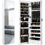 Dreamade armoire � bijoux armoire � bijoux murale en mdf avec miroir long un porte - �charpe 36 crochets ...