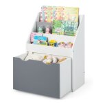 Dreamade bibliothèque pour enfants avec 3 Étagères ouvertes 1 coffre à jouets à roulettes dispositif ... Dreamade bibliothèque pour enfants avec 3 Étagères ouvertes 1 coffre à jouets à roulettes dispositif ...