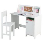Dreamade ensemble bureau et chaise enfants bureau detude avec armoire de rangement et clapier tableau ...