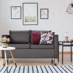 Dreamade canap� 2 places simili cuir lisse avec coussin de si�ge confortable cadre en bois&pieds en m�tal ...