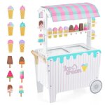 Dreamade chariot  glaces pour enfants jouet de dessert avec etagres de rangement roues et auvent 12 ...