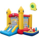 Dreamade chteau gonflable 4 en 1 avec toboggan trampoline piscine  balles aire de jeux enfants 3ans ...