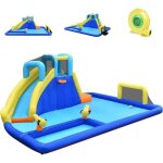 Dreamade chteau gonflable enfant aire de jeux avec souffleur 680w 2 piscines mur d?escalade panier de ...
