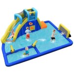 Dreamade chteau gonflable enfant aire de jeux gonflable avec toboggan mur d?escalade 2 piscines panier ...
