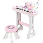 Dreamade clavier de piano jouet denfants  37 touches avec tabouret pied amovible microphone haut - parleur ...