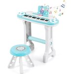 Dreamade clavier de piano jouet denfants  37 touches avec tabouret pied amovible microphone haut - parleur ...