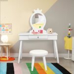 Dreamade coiffeuse enfant avec miroir et tabouret ensemble coiffeuse princesse en mdf et bois de pin ...