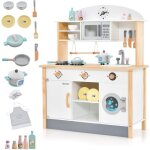 Dreamade cuisine en bois enfants avec 17accessoires horloge micro - ondes cuisinires machine  laver ...