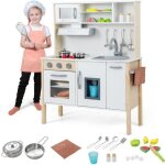 Dreamade cuisine enfant en bois jeu de cuisine avec micro - ondes hotte aspirante plaques de cuisson ...